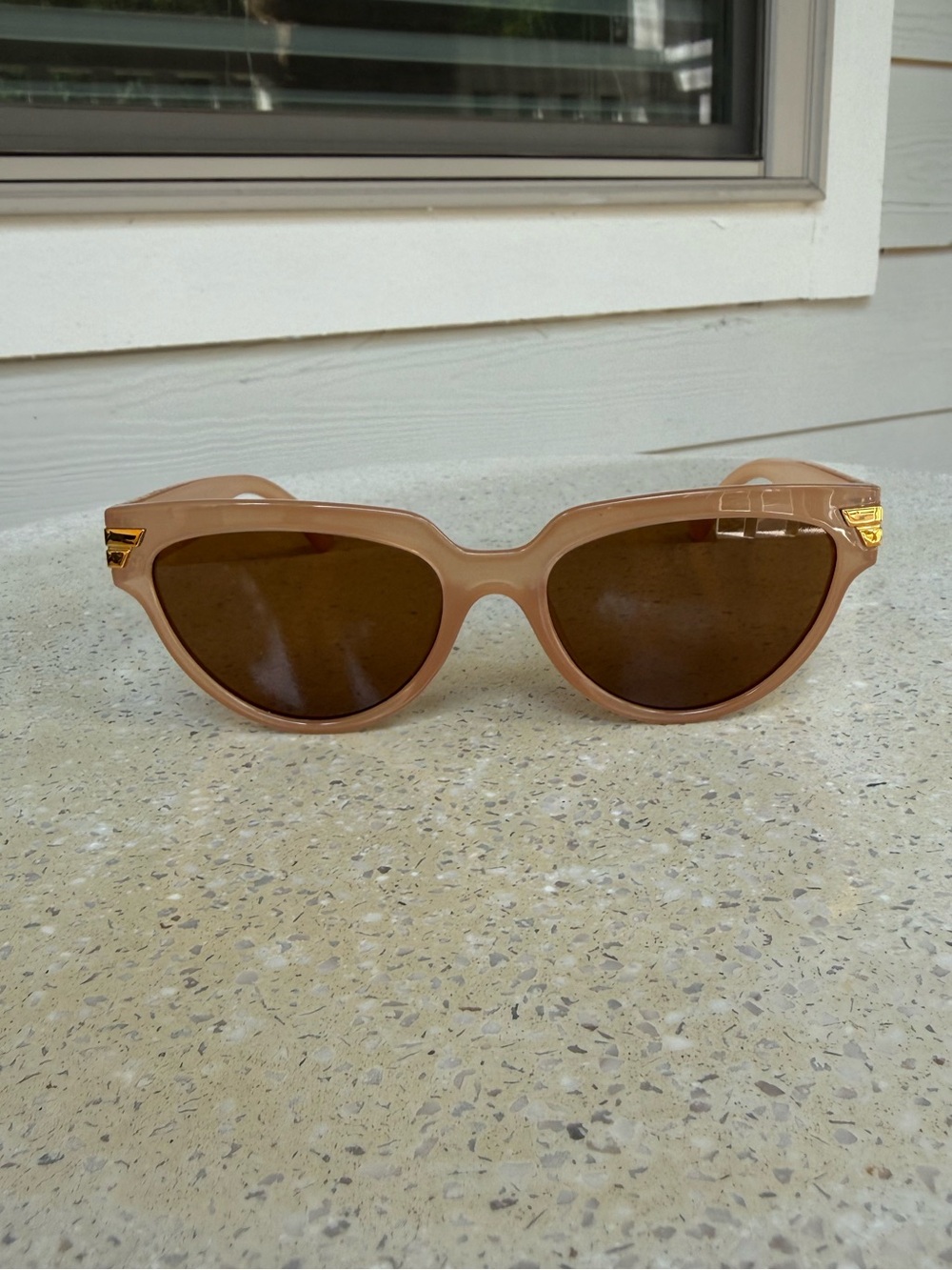 Women’s Beige Nude Sunglasses with Brown Lenses - Fashion Accessory